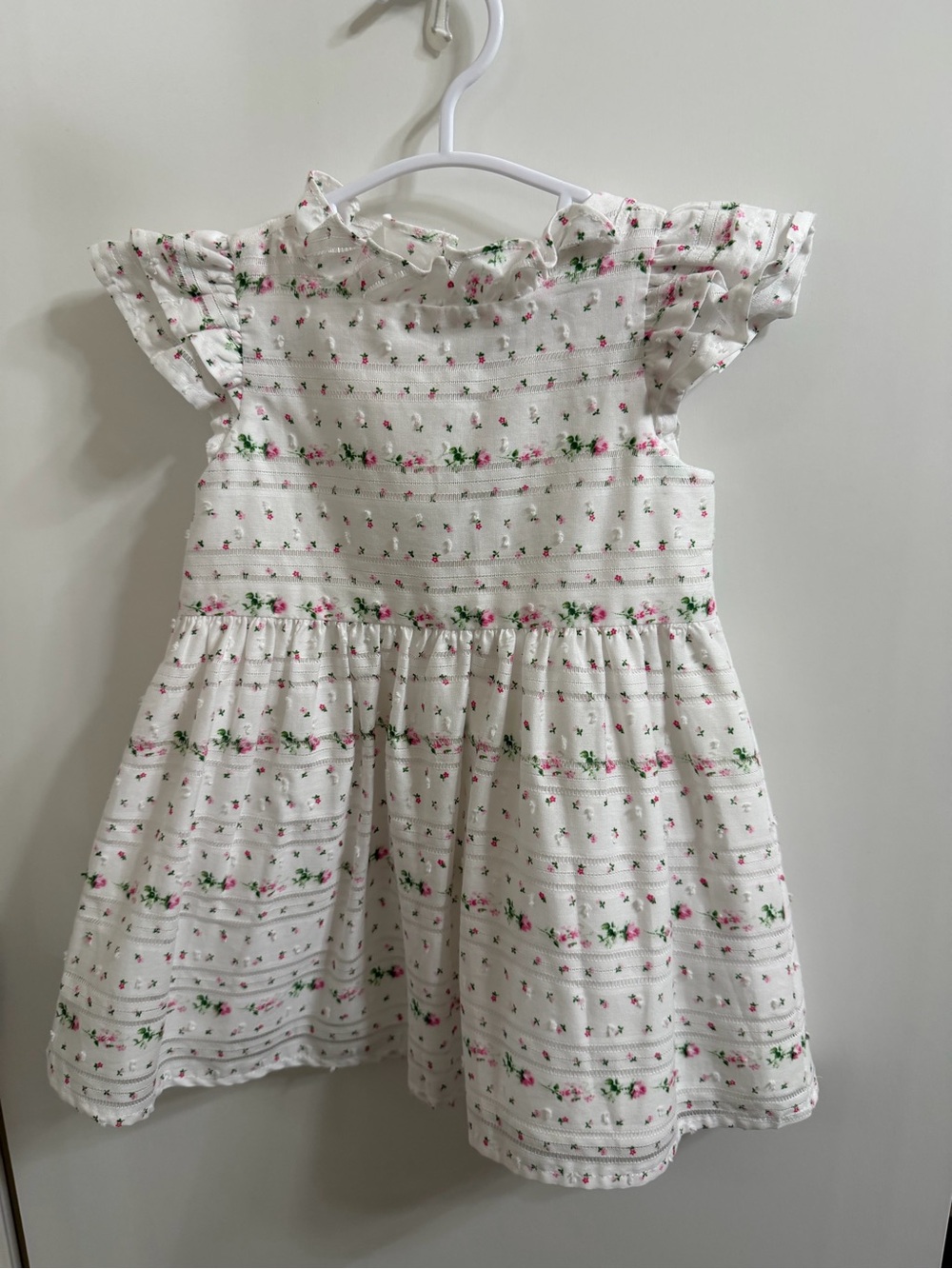 Janie and Jack Girls White Floral Ruffle Dress